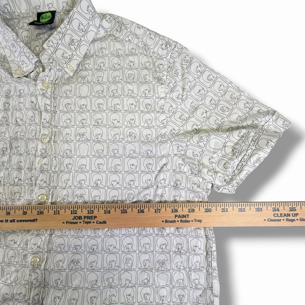 The Beatles Shirt Mens Short Sleeve XL  White All Over Print Button Down - Picture 6 of 8
